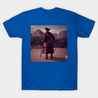 Scottish Highlander in Clan Tartan T-Shirt